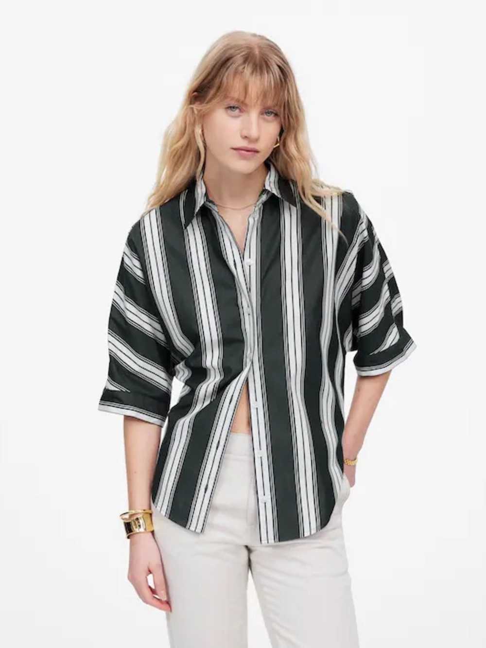 Madewell Pleated Sleeve Button Up - Picture 3 of 6